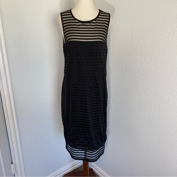 Stowaway Collection Black Cut Out Sexy Sleeveless Round Neck Dress Cover Up SZ L - Picture 1 of 11